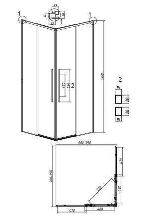 Душевой уголок Grossman Galaxy 300.K33.01.1010.10.02 100х100 стекло текстурное профиль хром без поддона